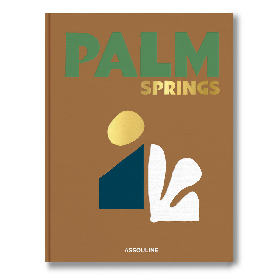Book cover of 'Palm Springs' by Assouline with abstract shapes and text on a brown background