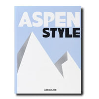 Book cover with 'Aspen Style' and mountain design on a blue background