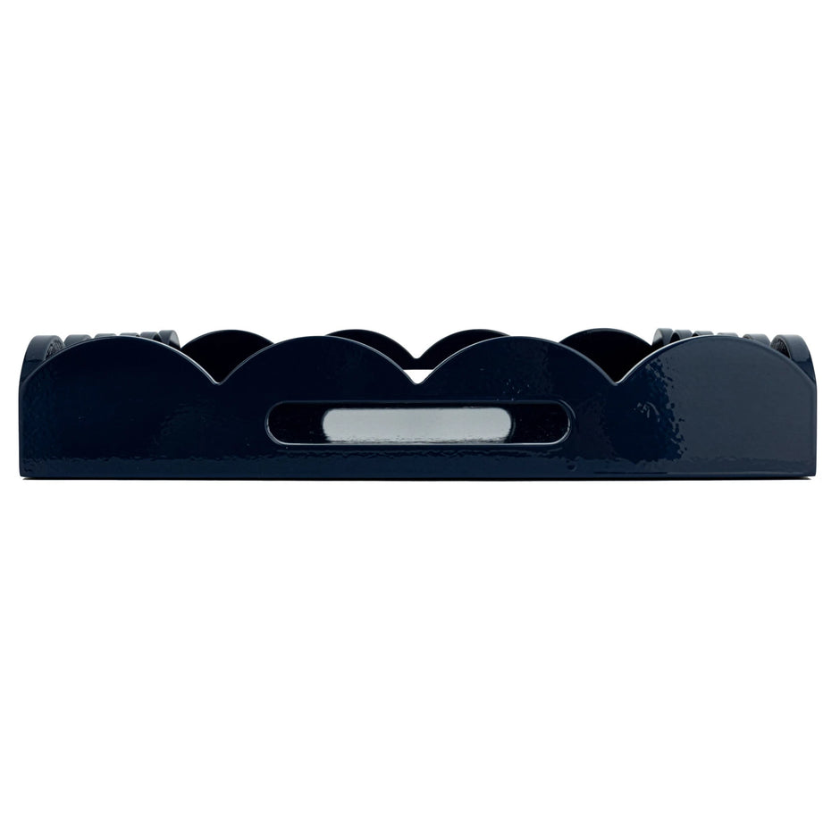 Lacquered Scalloped Navy Tray