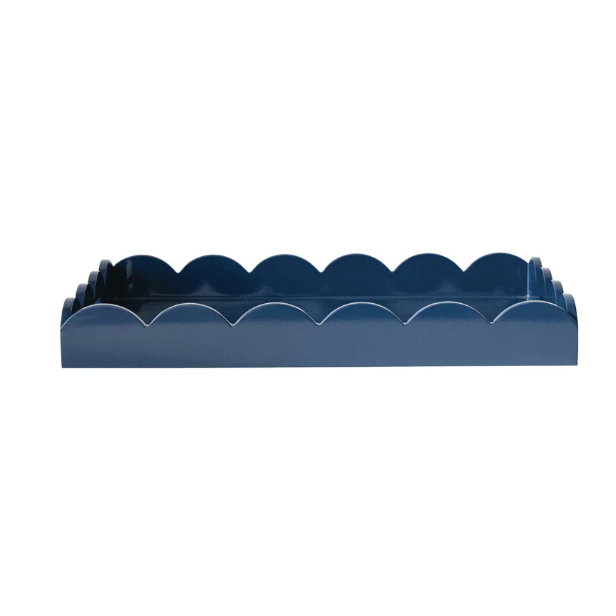 Lacquered Scalloped Navy Tray