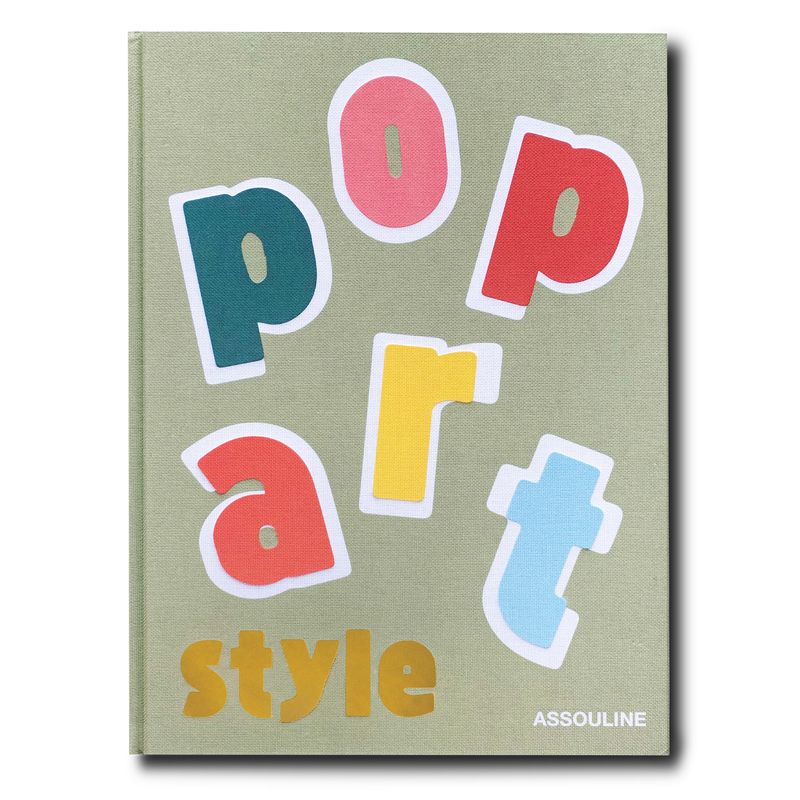 Book titled 'pop art style' by Assouline with colorful text on a green background