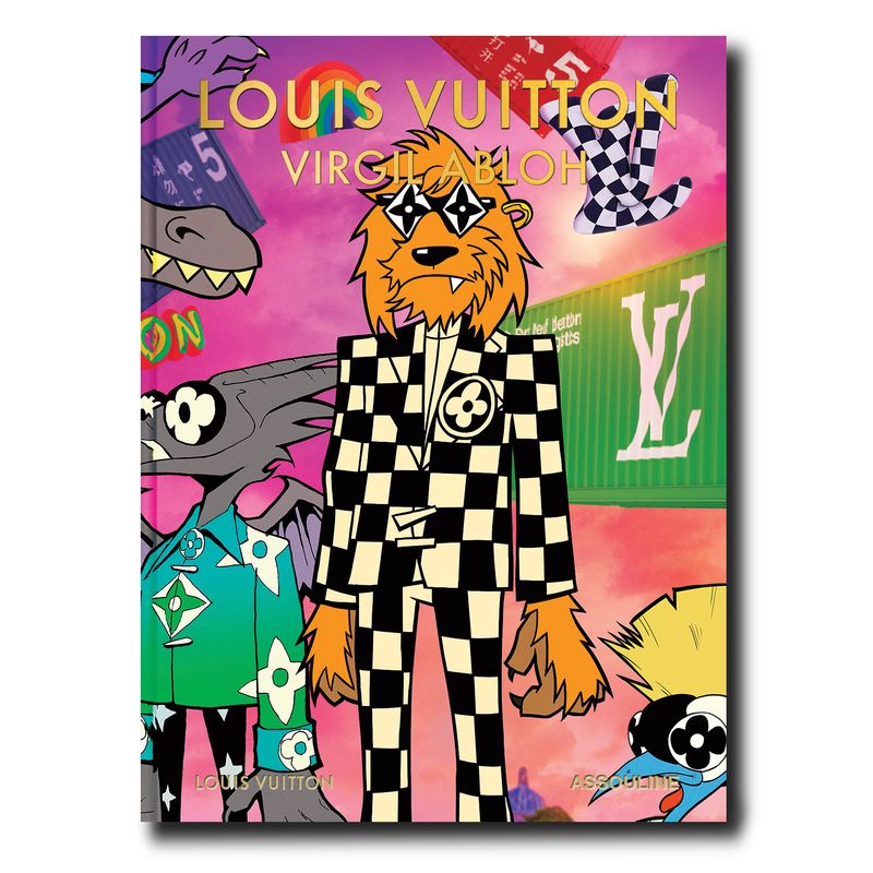 Louis Vuitton Virgil Abloh book cover with colorful illustrations and checkered outfit