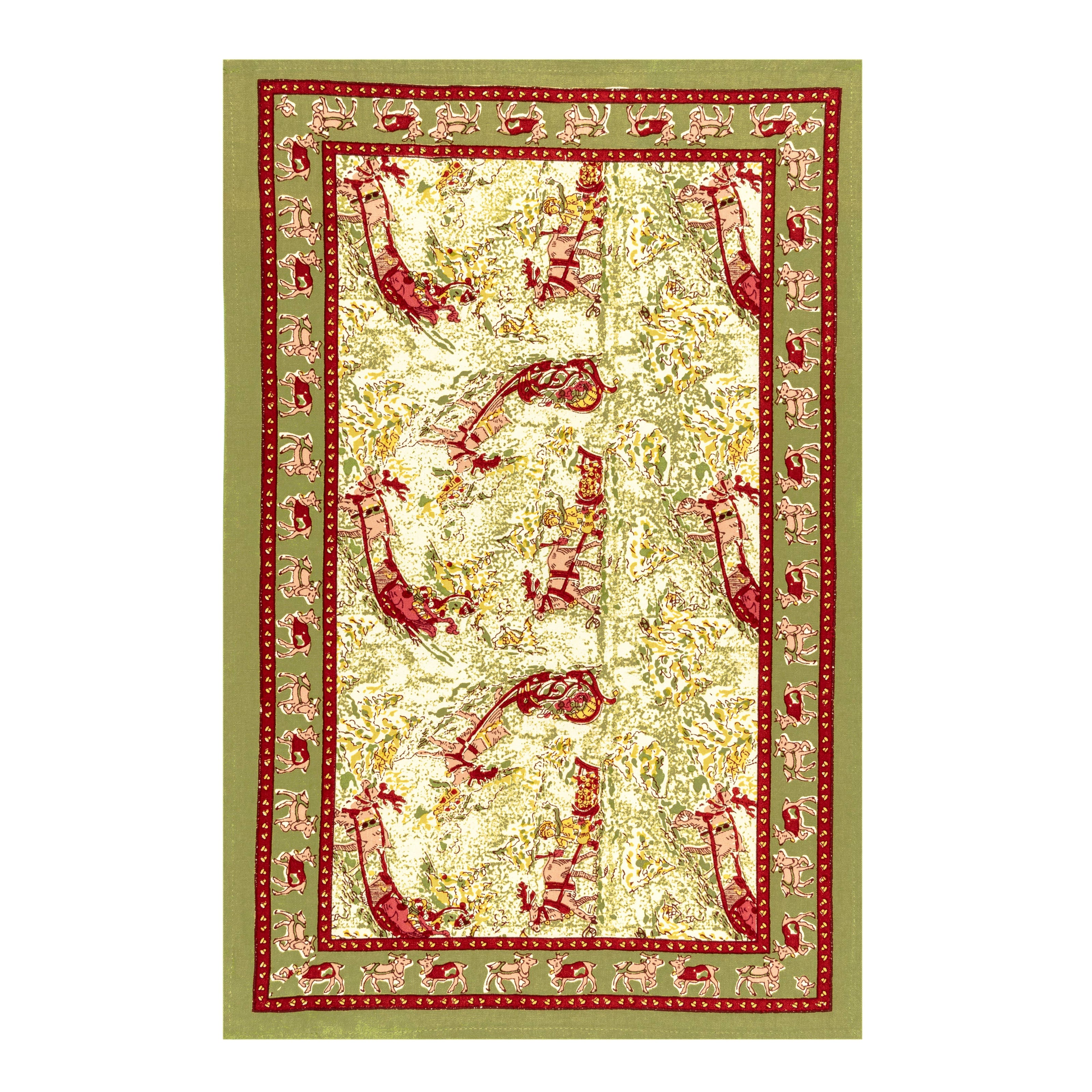 Renne Reindeer Red & Green Tea Towels - Set of 3