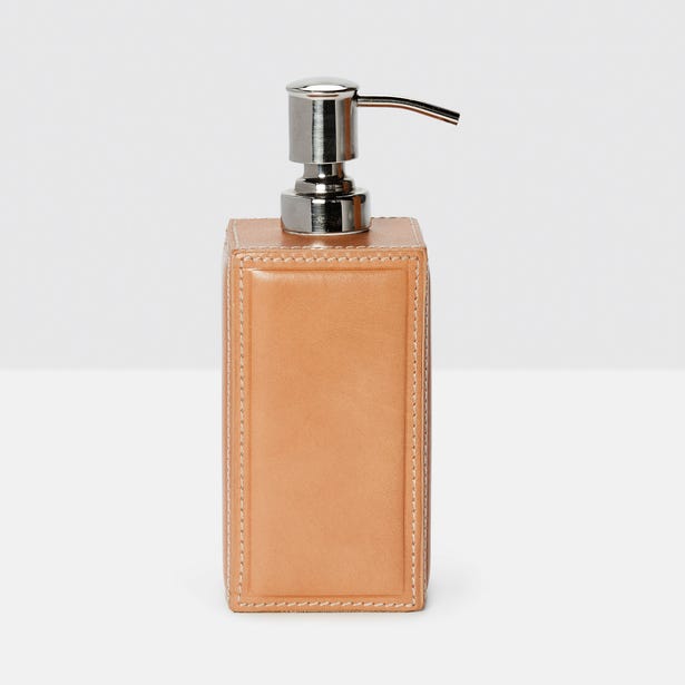 Lorient Square Soap Pump Camel Leather