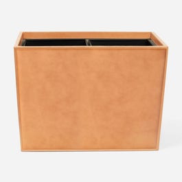 Lorient Double Rectangular Wastebasket Camel Leather