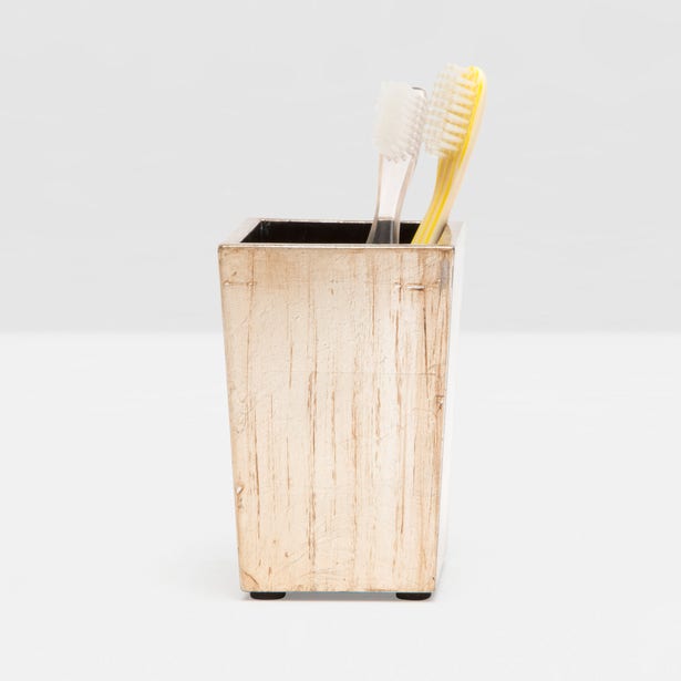 Tanlay Square Toothbrush Holder Lacquered Silver Leaf