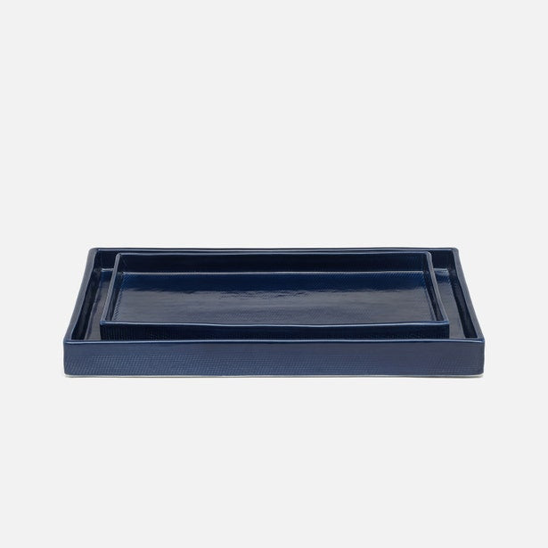Pigeon & Poodle Cordoba Tray Set/2 Navy
