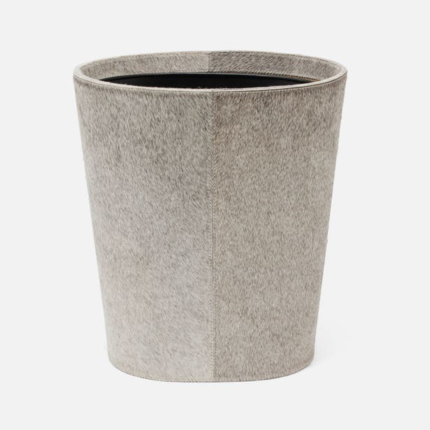 Hyde Oval Wastebasket Gray Hair on Hide