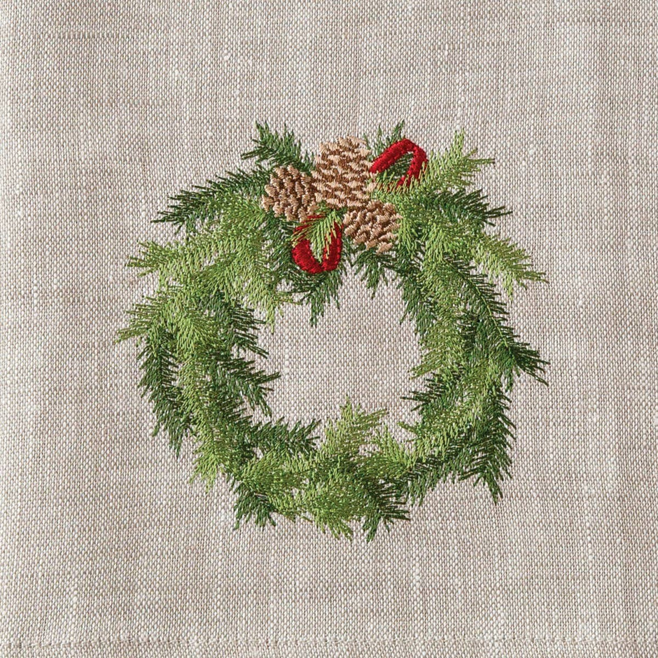 Juniper Wreath Linen Towel