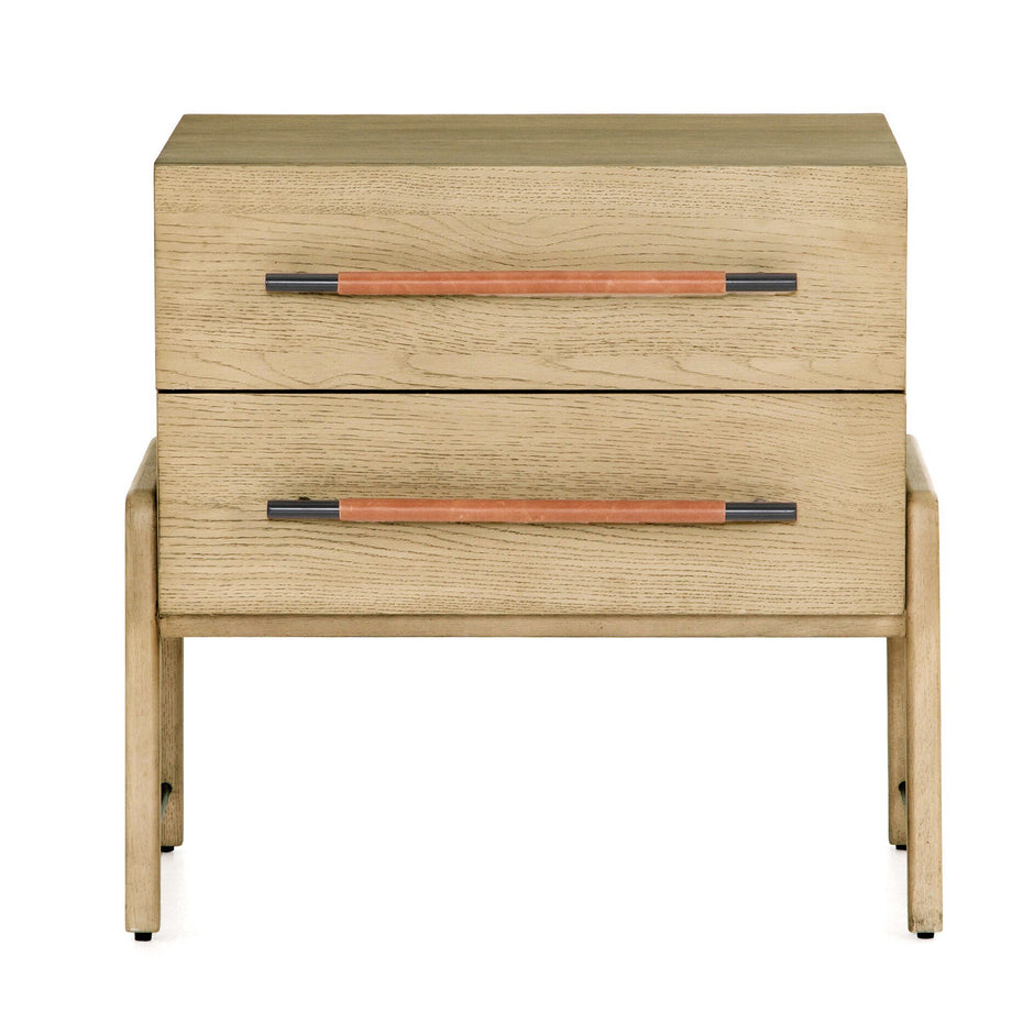 Rosedale Nightstand Yucca Oak Leather Iron Handles