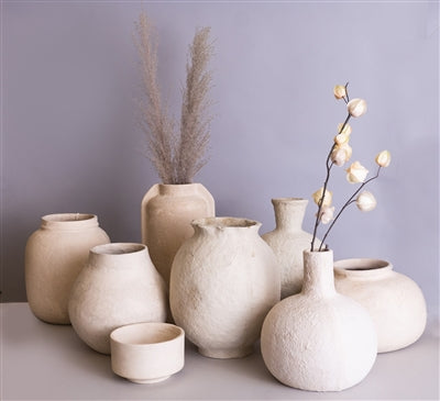 Paper Mache Vase Natural White - Maaribu