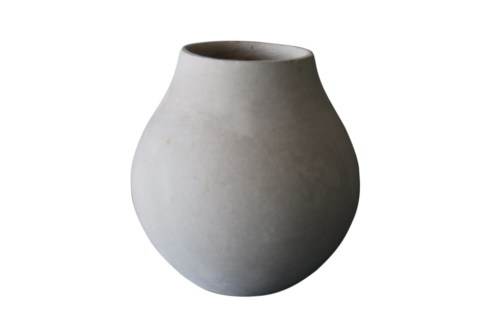 Paper Mache Vase White Dia 9.06"