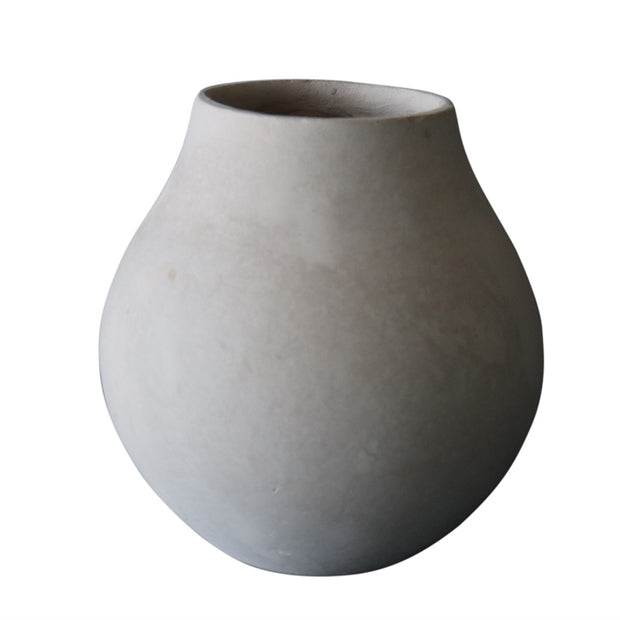 Paper Mache Vase White Dia 9.06"