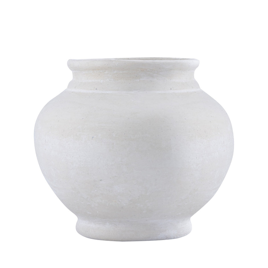 Paper Mache Pot White Dia 9.45"