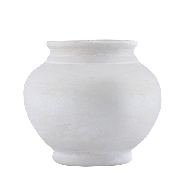 Paper Mache Pot White Dia 9.45"