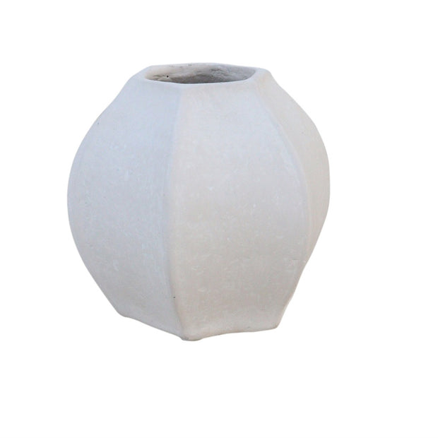 Paper Mache Vase White Dia 9.25"
