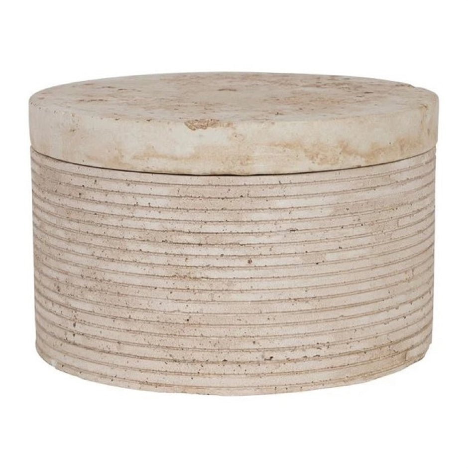 Travertine Small Round Box Cream