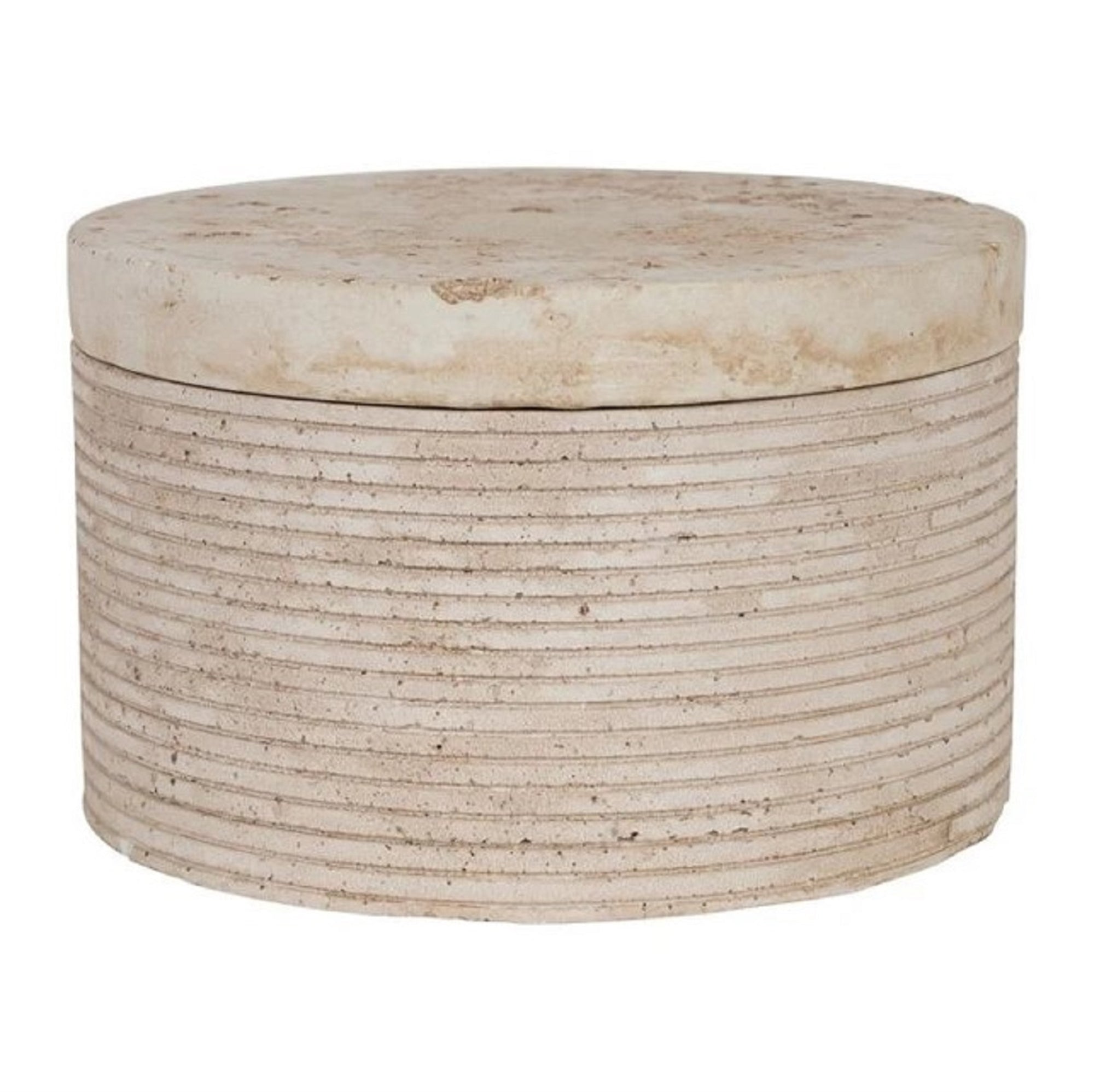 Travertine Small Round Box Cream