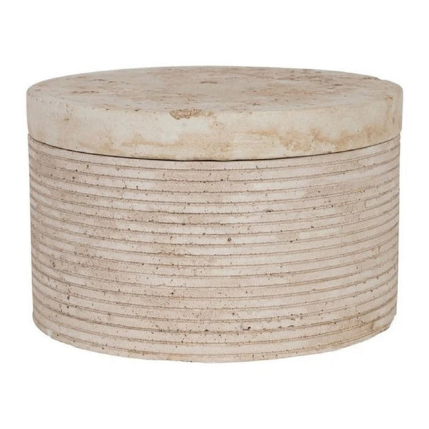 Travertine Small Round Box Cream