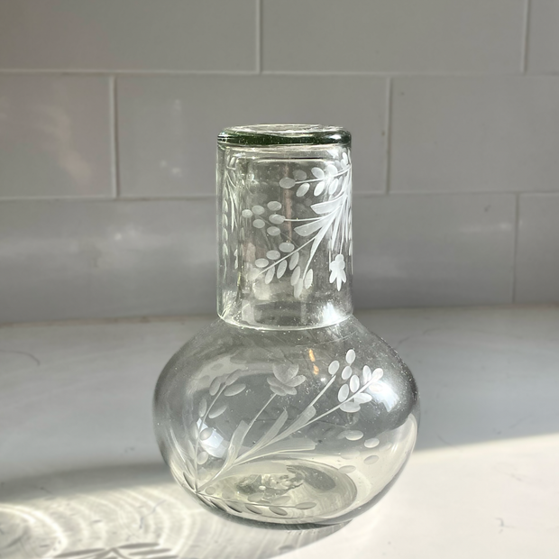 Hand-etched Blown Carafe Set