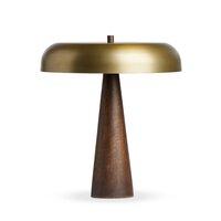 Walnut and Brass Mushroom Lamp