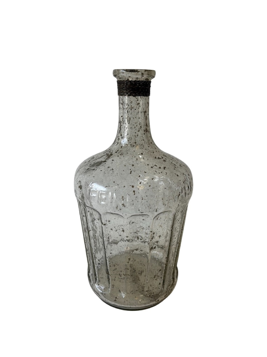 Decorative Glass Bottle Vase Dia 7.5” Clear