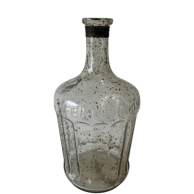 Decorative Glass Bottle Vase Dia 7.5” Clear
