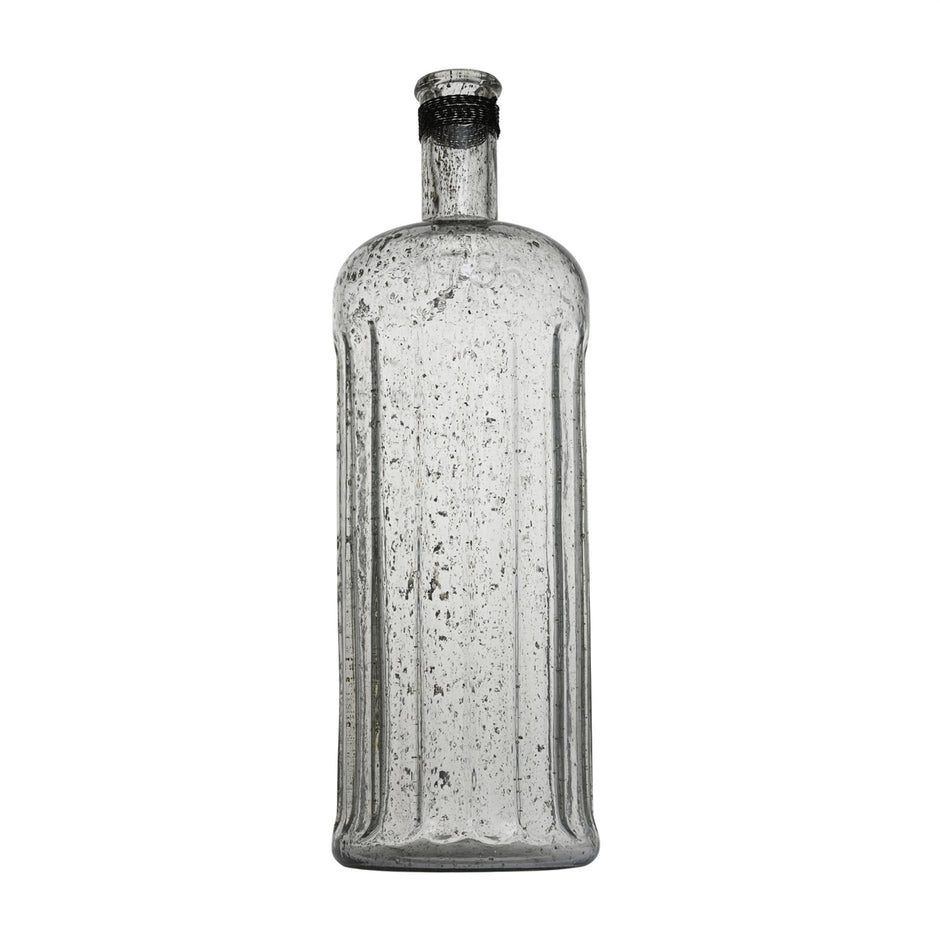 Decorative Glass Bottle Vase Dia 6" Clear