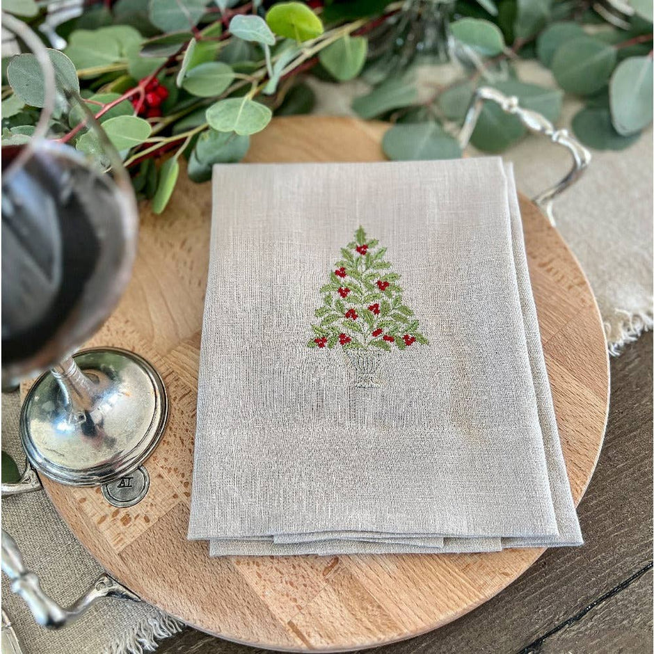 Holly Tree Tri-Fold Napkin