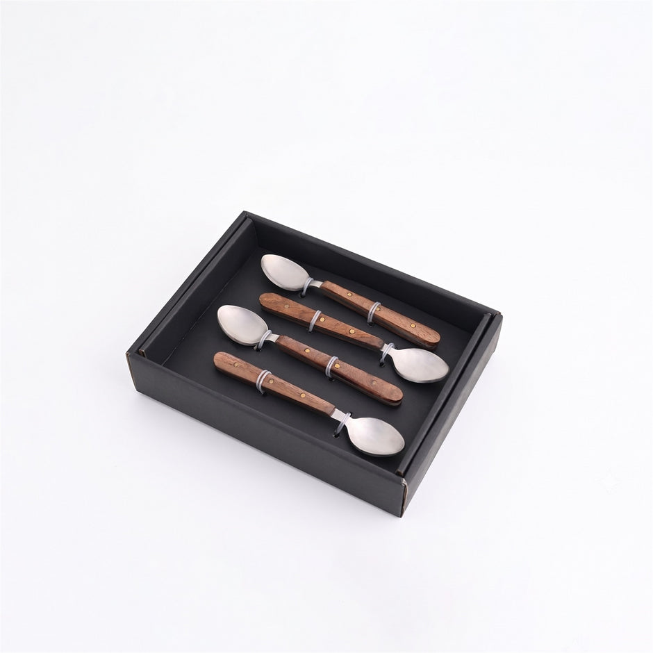 Cocktail Spoons w/ Wood Handles Set/4