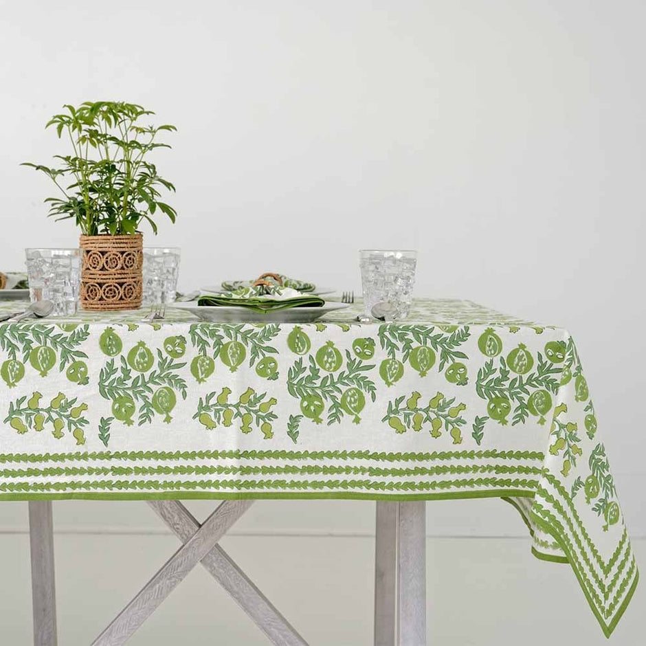 Tablecloth Pom Bells Green