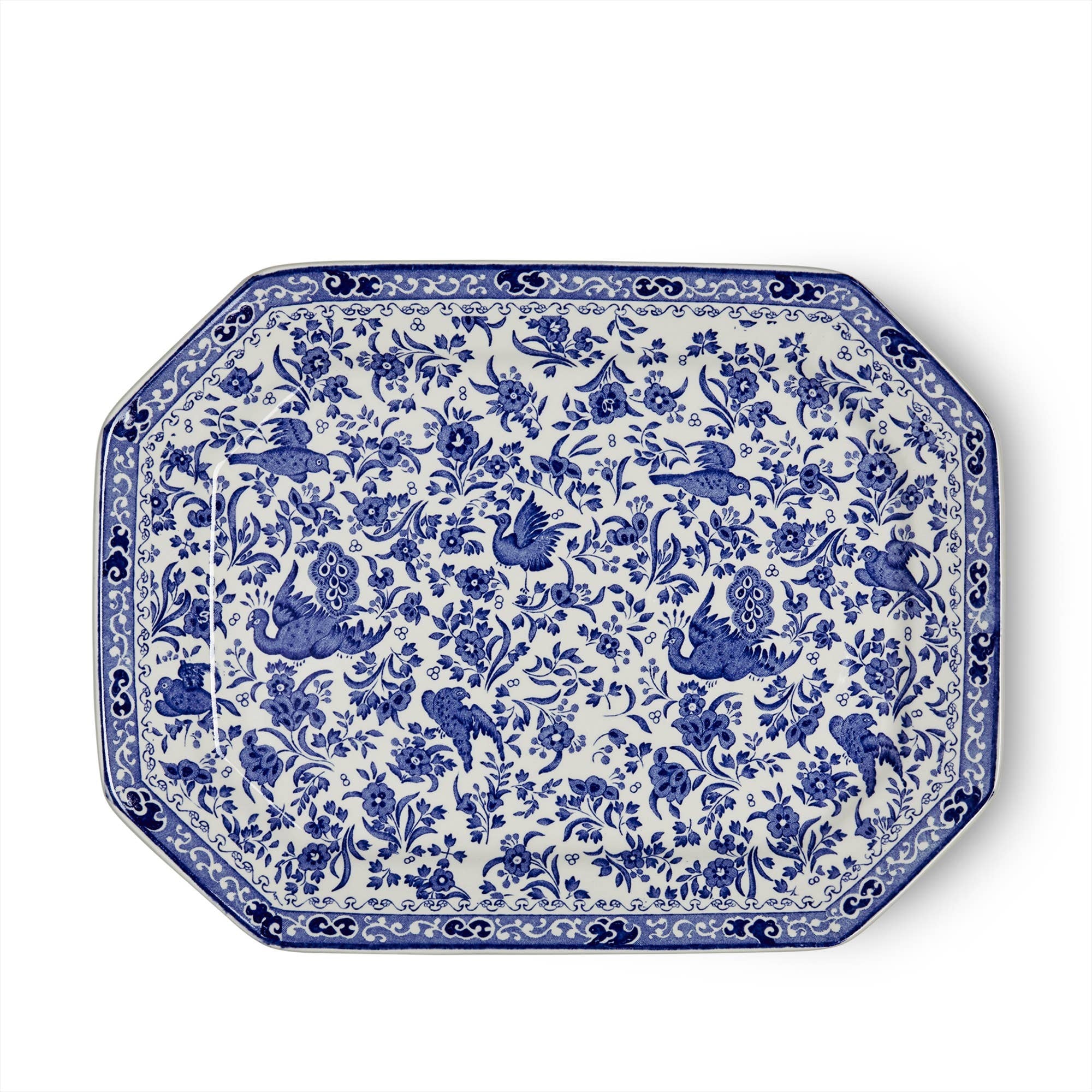 Blue Regal Peacock Large Rectangular Dish