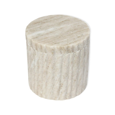 Medium Beige Marble Grooved Jar