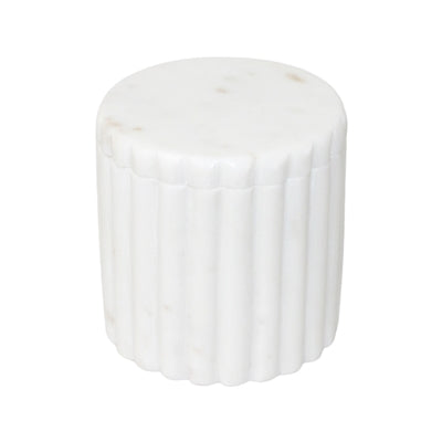 Grooved White Marble Canister - Maaribu
