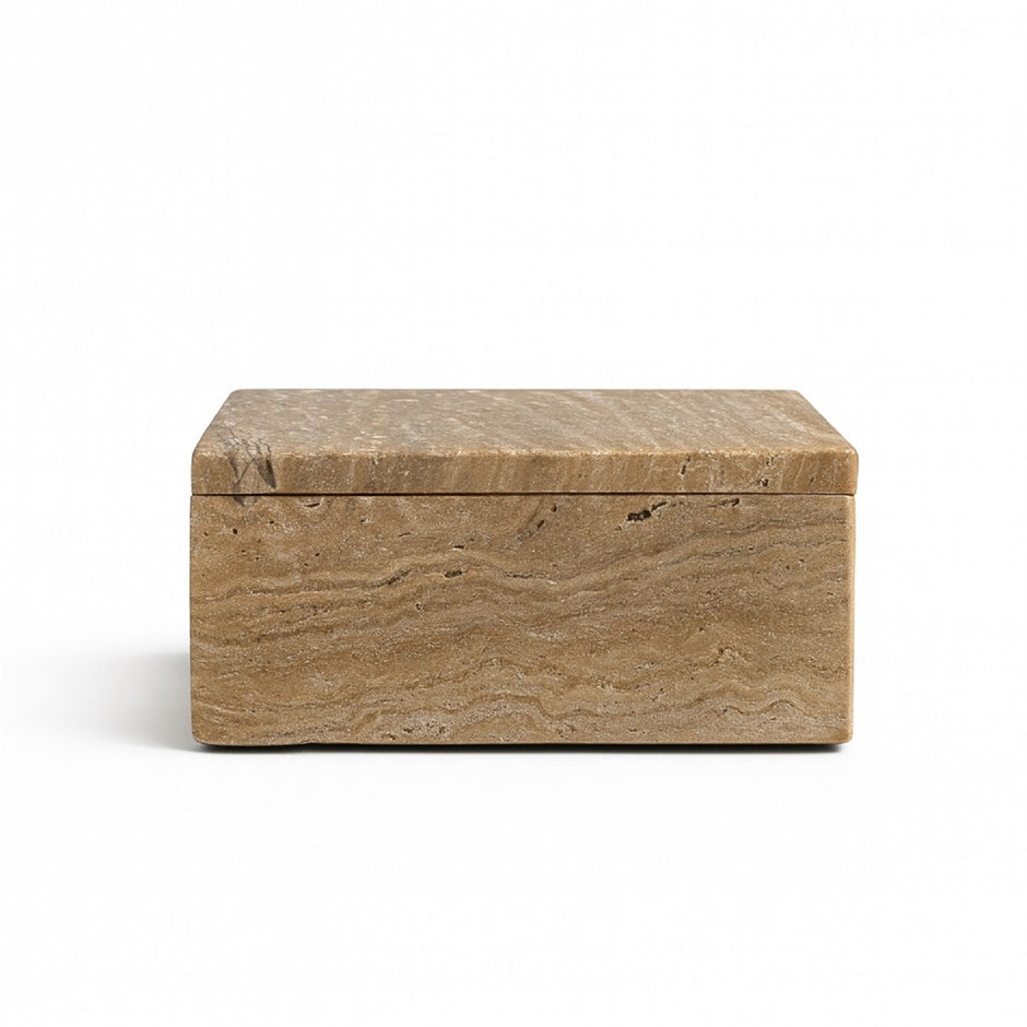 Travertine Rect. Box Lg   7"x5"x3"