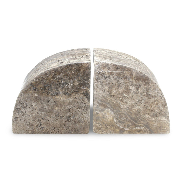 Grey Travertine Bookend Pair