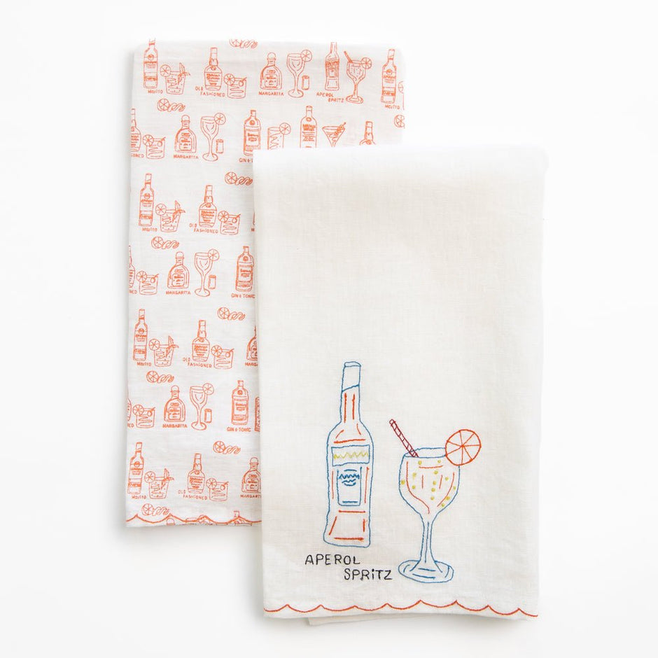 Aperol Spritz Linen Tea Towel Set/2 - Maaribu