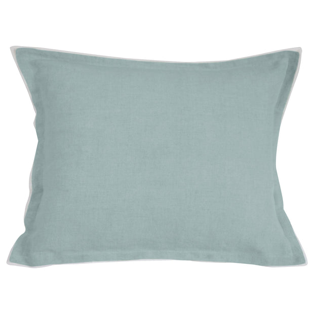 A green euro sham with a silk flange border on a white background.