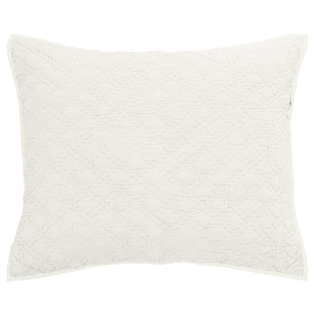 A cream-colored European pillow sham with a double diamond pattern.