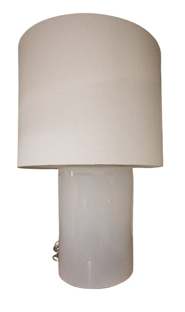 Cisco Cylinder Glass Table Lamp White Shade