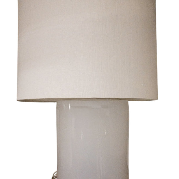 Cisco Cylinder Glass Table Lamp White Shade
