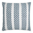 A 24x24 inch decorative pillow with a geometric stripe pattern in blue and white, featuring a solid white back.