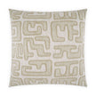 24x24 handmade decorative pillow with textured woven front in acrylic, polyester, cotton, and linen blend, backed in polyester, with a feather-down insert
