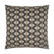 A square-shaped decorative pillow with a geometric pattern featuring beige, gray, and brown colors.