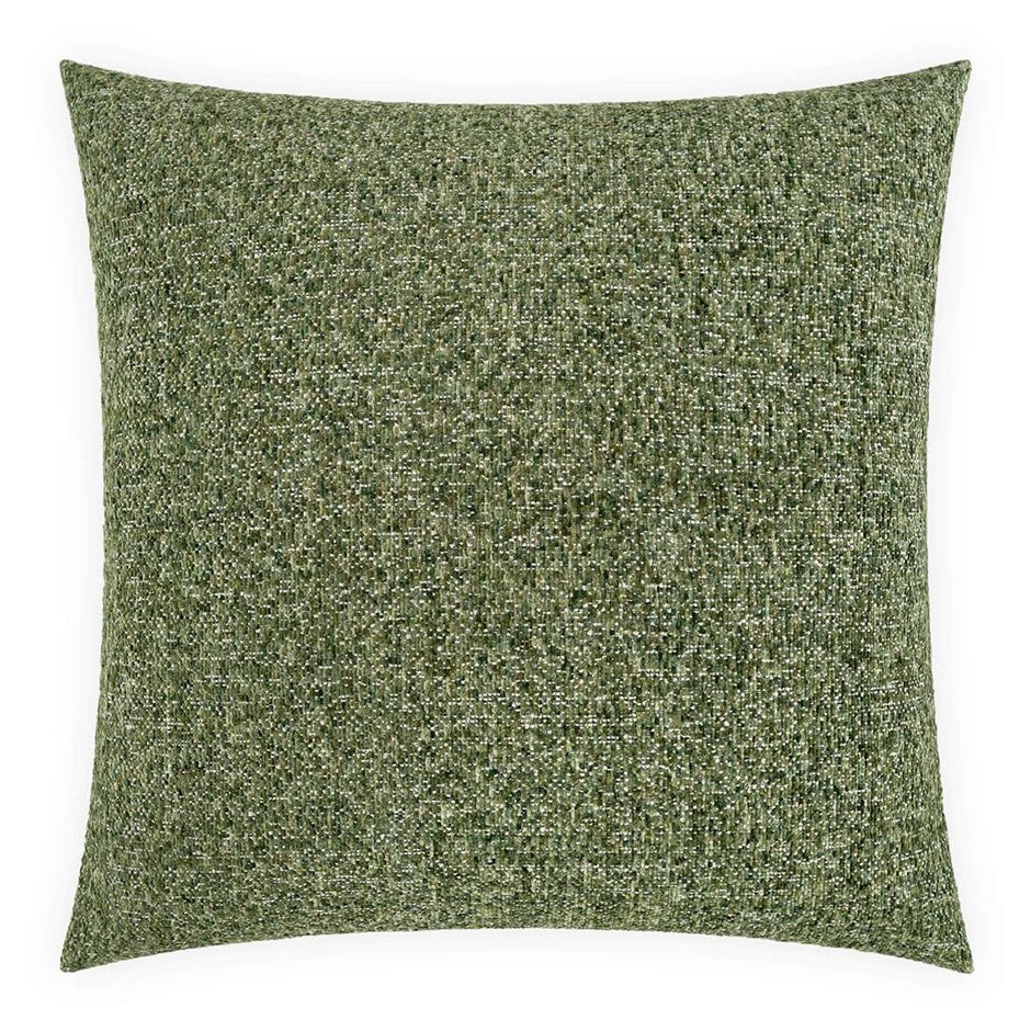 A square-shaped throw pillow with a green color and a solid pattern.