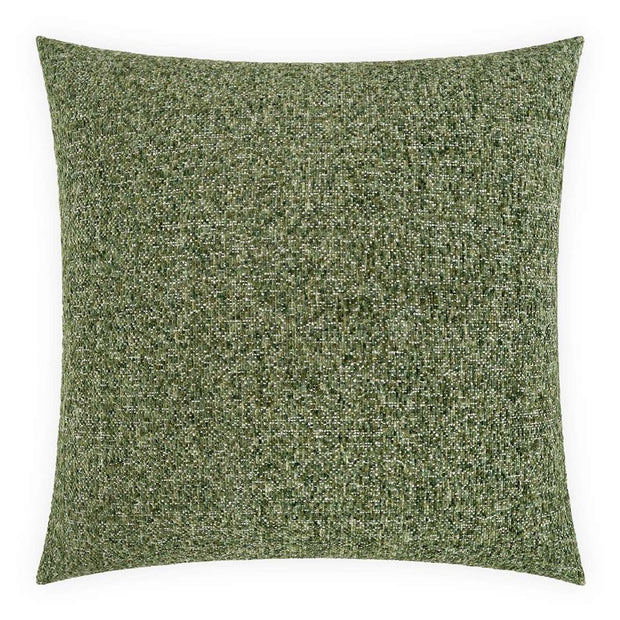 A square-shaped throw pillow with a green color and a solid pattern.