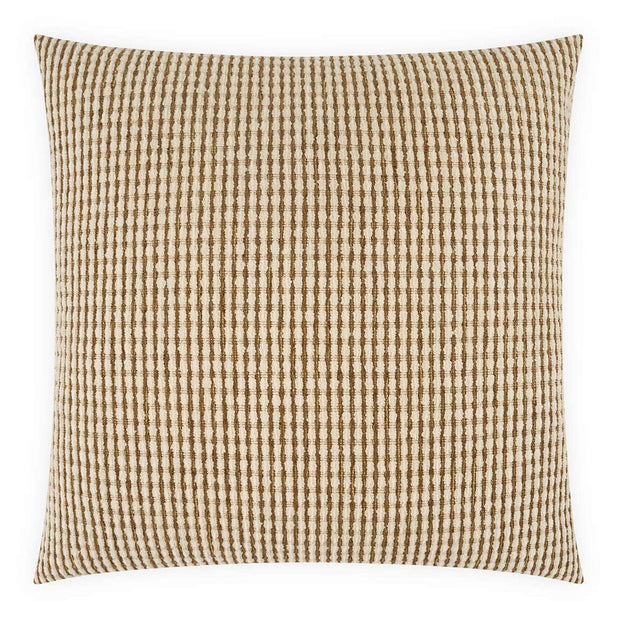 A square-shaped throw pillow with a solid pattern in a cognac color.