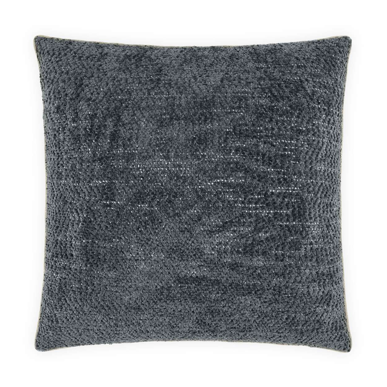 A square-shaped throw pillow with a solid blue color and a knubby texture.