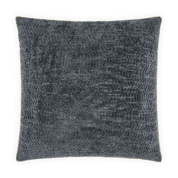 A square-shaped throw pillow with a solid blue color and a knubby texture.