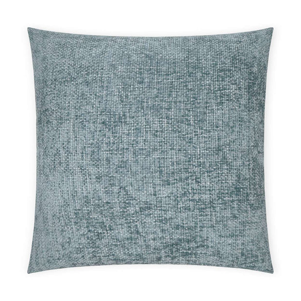 A square-shaped throw pillow with a solid light blue color and a textured surface, likely made from a blend of materials including polyester and feather down.